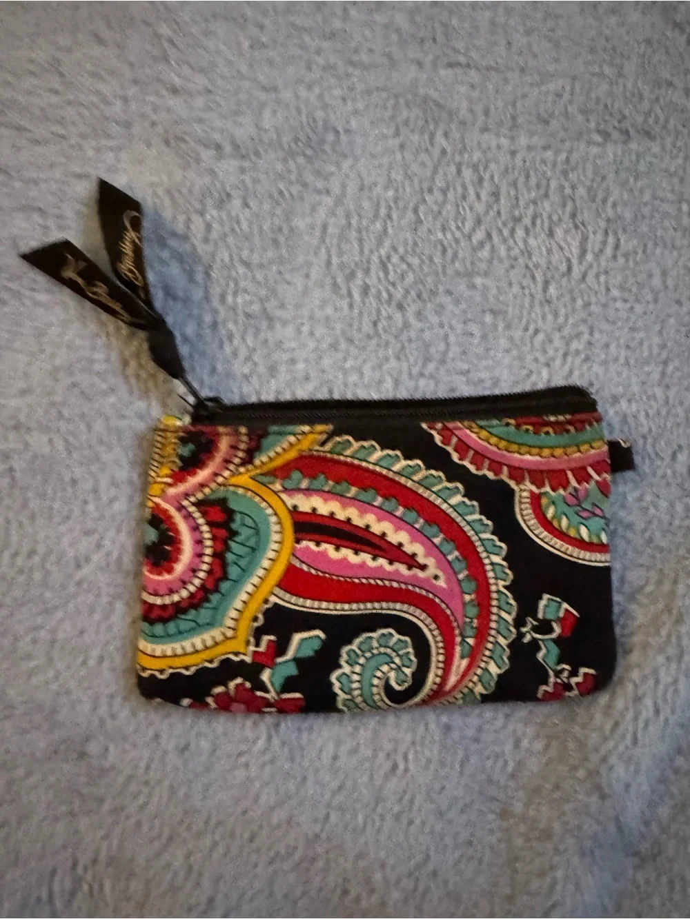 Vera Bradley Paisley Zip Pouch - Black with Multicolor Accents